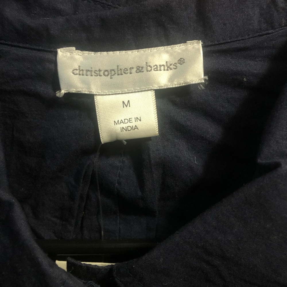 Christopher & Banks Navy Blue Textured Button-Up Jacket